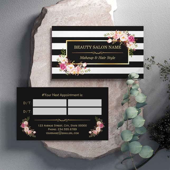 Appointment Card Vintage Beauty Salon Gold Floral (Creator Uploaded)