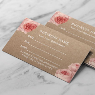 Appointment Card   Vintage Floral Rustic Kraft