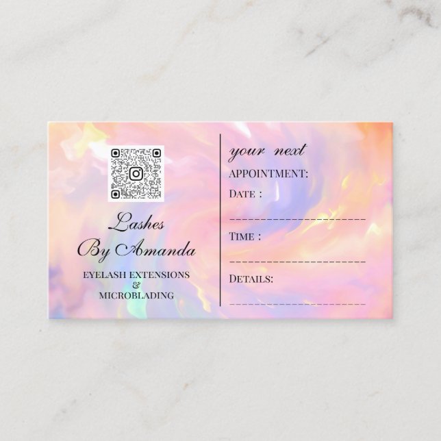 Appointment Makeup Hair Logo Nails Qr Holograph Card (Front)