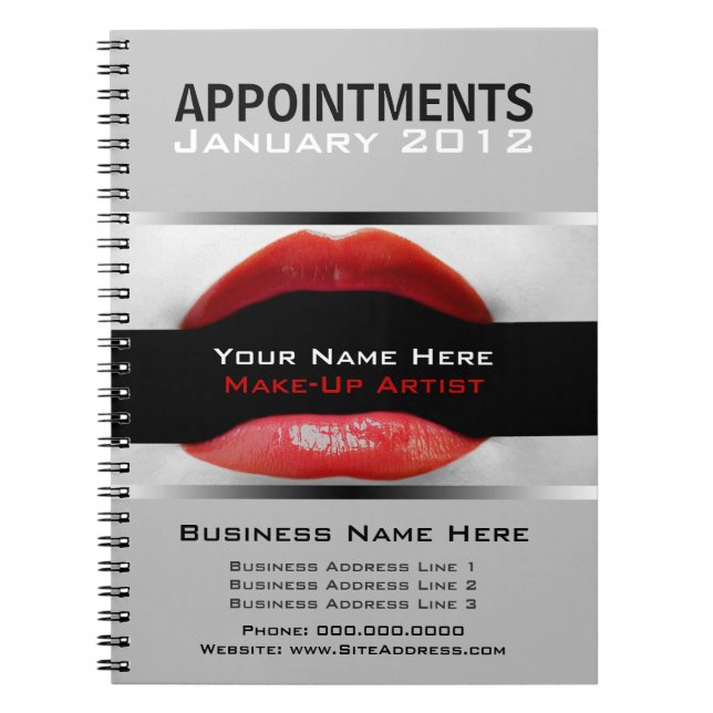 Appointment Note Book For Make-Up Artists (Front)