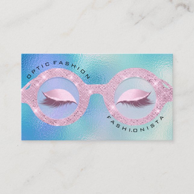 Appointment Optic Holograph Pink Blue Glasses Calling Card (Front)