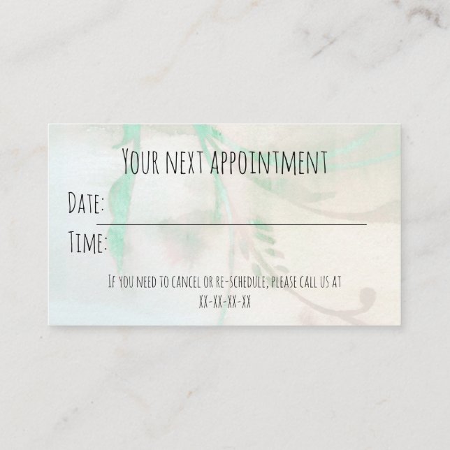 Appointment reminder business card (Back)
