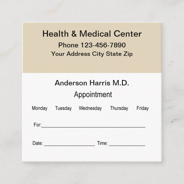 Appointment Reminder Card For A Doctor (Front)