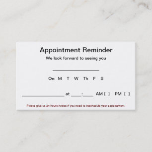 Appointment Reminder Cards (100 pack-White)