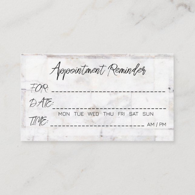 Appointment Reminder Cards Hair Salon (Back)