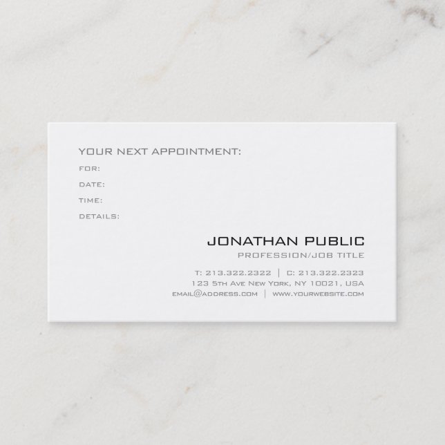 Appointment Reminder Clean Sophisticated Plain (Front)