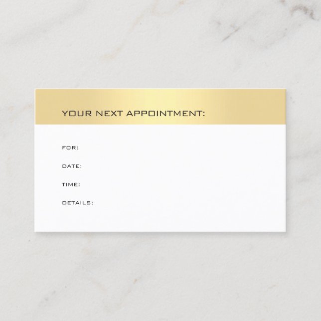 Appointment Reminder Elegant Gold Look Template Card (Front)