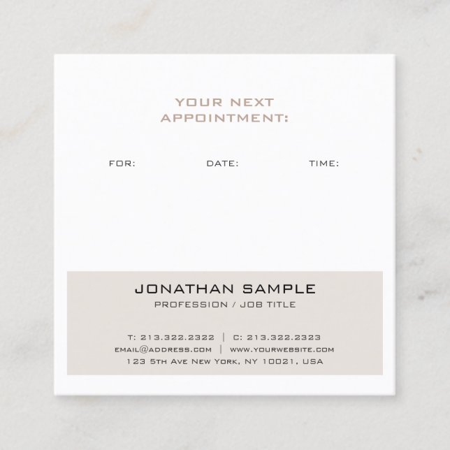 Appointment Reminder Elegant Modern Design Trendy Card (Front)
