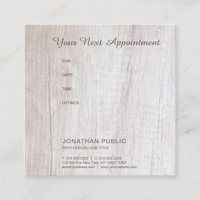 Appointment Reminder Elegant Wood Look Template (Front)