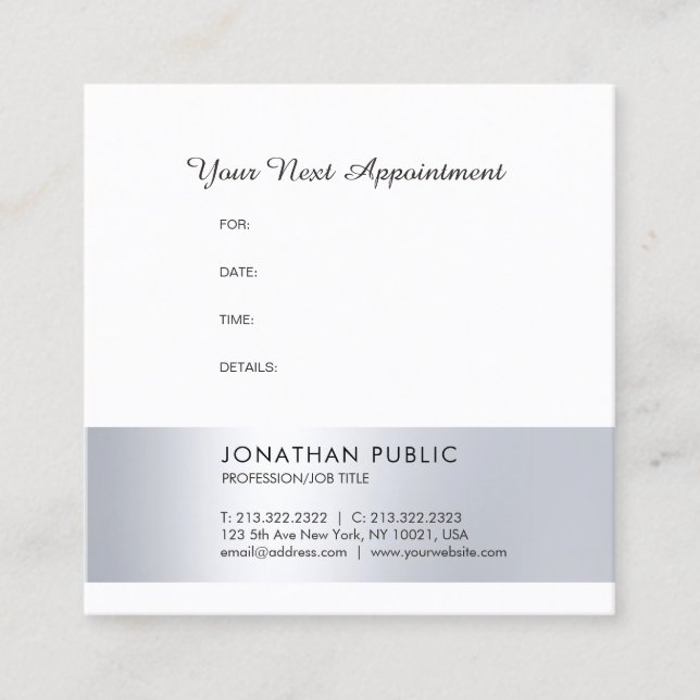 Appointment Reminder Hospital Doctor Dentist Chic Card (Front)