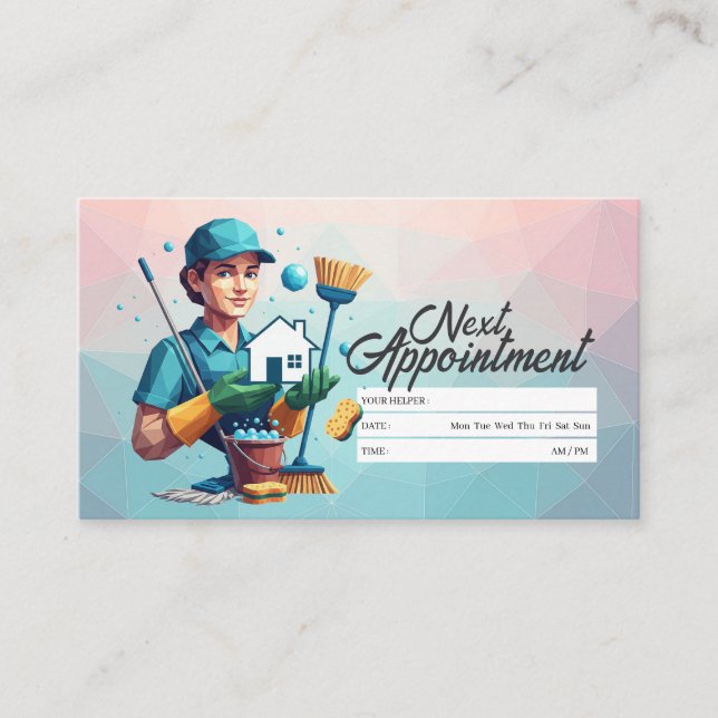 Appointment Reminder House Cleaning Housekeeping Business Card (Front)