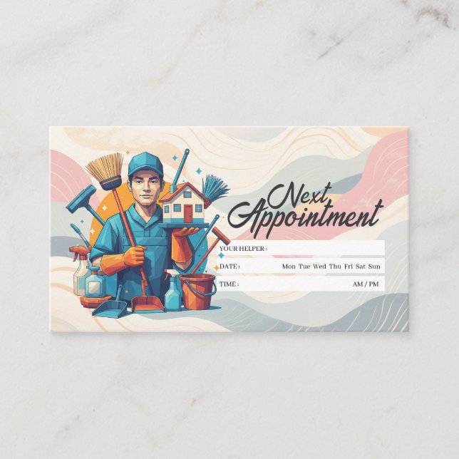Appointment Reminder House Cleaning Housekeeping Business Card (Front)