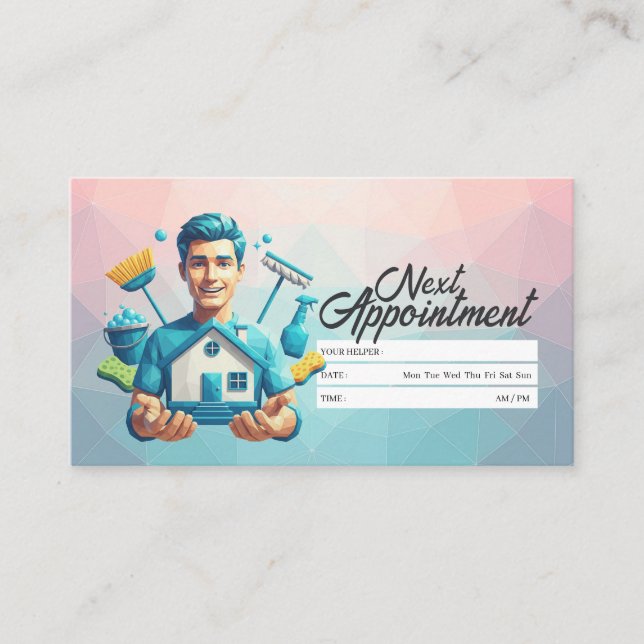 Appointment Reminder House Cleaning Housekeeping Business Card (Front)