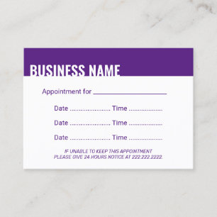 Appointment Reminder Modern Purple Bold Border Card