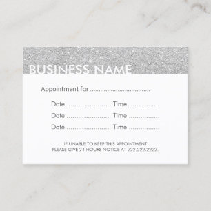 Appointment Reminder Modern Silver Glitter Card