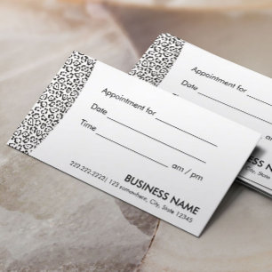 Appointment Reminder Modern Snow Leopard Print Card