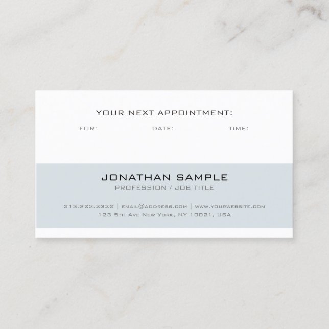 Appointment Reminder Modern Stylish Simple Plain Card (Front)