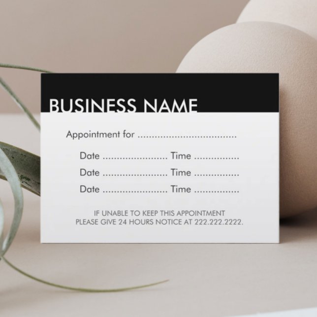 Appointment Reminder Plain Black & White Card (Creator Uploaded)