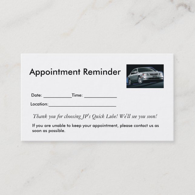 Appointment Reminders Card (Front)