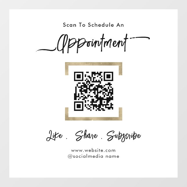 Appointment Schedule QR Code Window Cling (Sheet)
