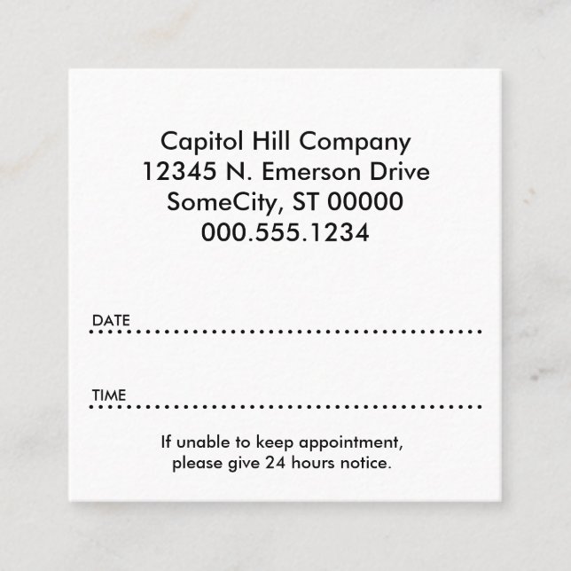 appointment square card (Front)