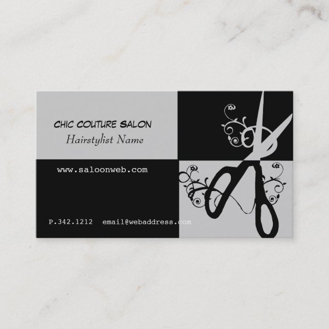 Appointment Super Chic Hair Stylist Scissor Swirls Card (Front)