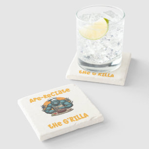 Appreciate The G'rilla Master BBQ Griller Fun Pun Stone Coaster