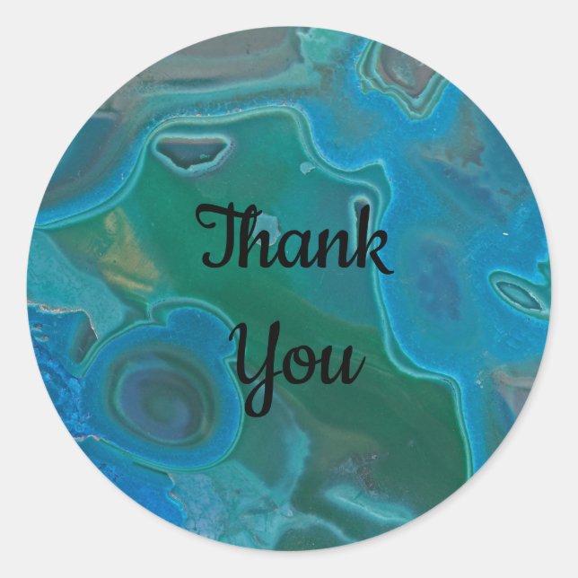 Appreciation Blue Gemstone Photo Gem Thank You Classic Round Sticker (Front)