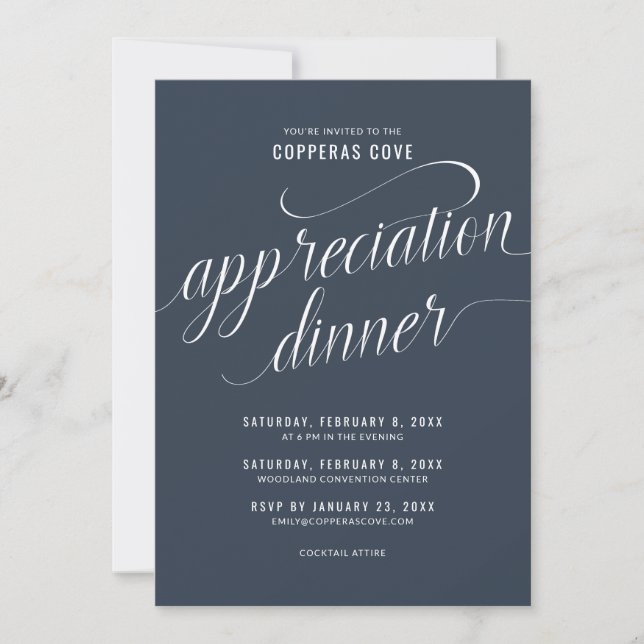 Appreciation Dinner Invitation Navy Blue (Front)