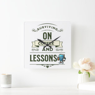 Appreciation Gift for Coffee-Loving Teachers Square Wall Clock