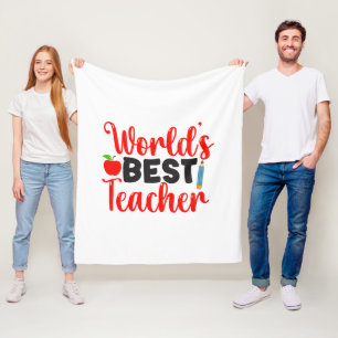 Appreciation Gift Worlds Best Teacher Fleece Blanket