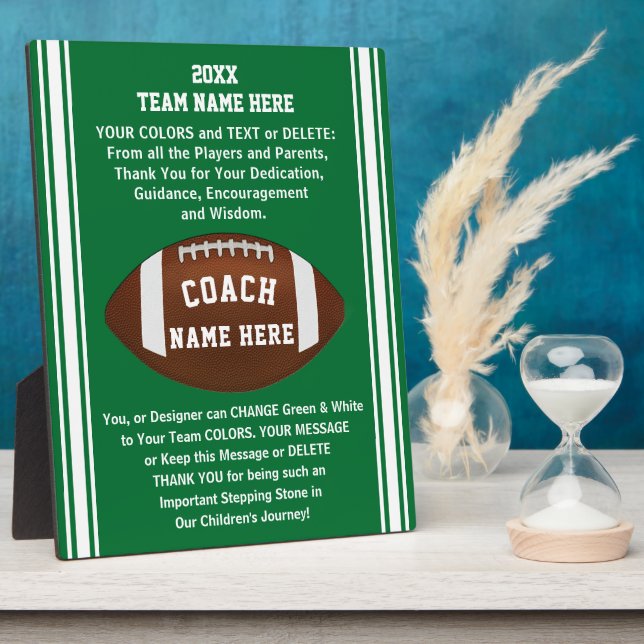 Appreciation Message Football Plaques for Coaches (Side)