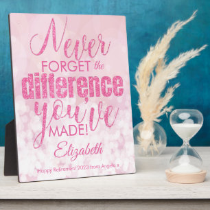 Appreciation Never Forget Pink Retirement Plaque