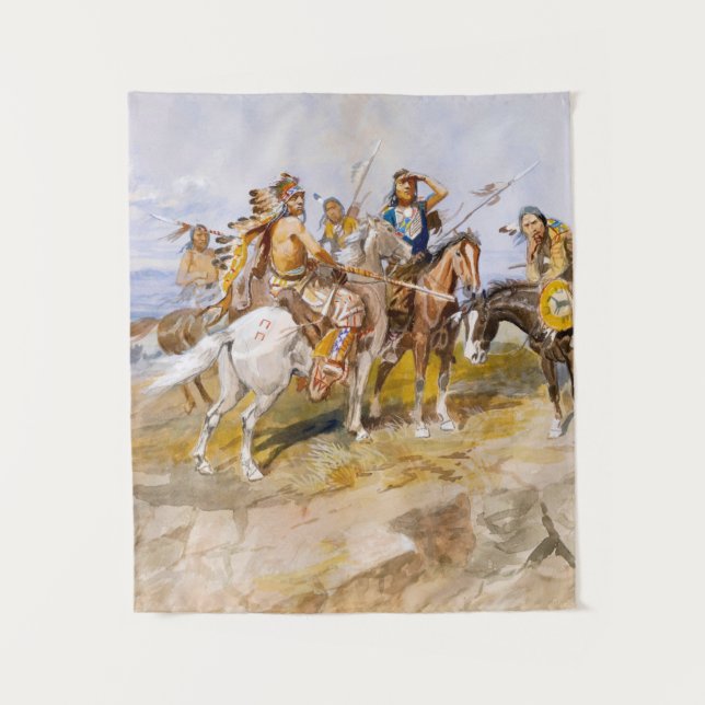 Approach of the White Men, 1897 by Russell Tapestry (Front)