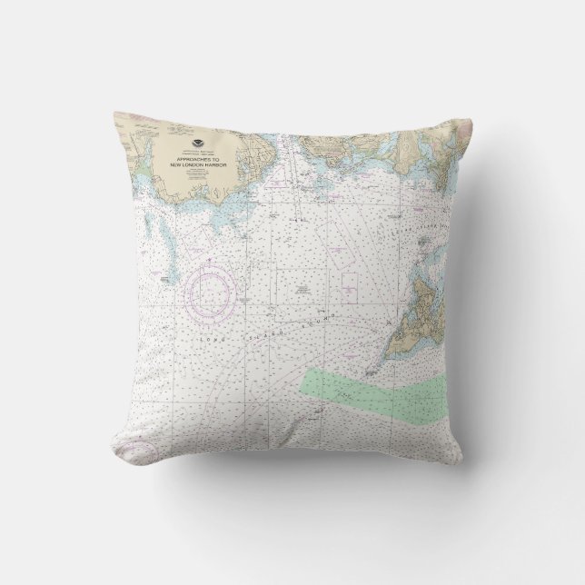 Approaches to New London Harbour Nautical Chart Cushion (Front)