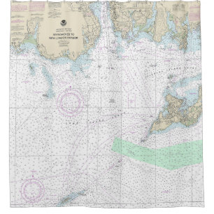 Approaches to New London Harbour Nautical Chart Shower Curtain