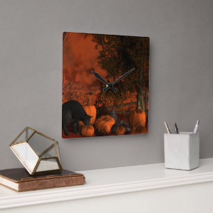 Approaching Halloween Square Wall Clock