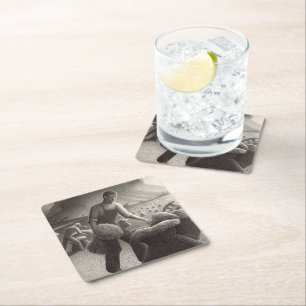 Approaching Storm by Grant Wood Square Paper Coaster