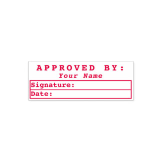 Approved By Bookkeeping Signature Name Date Red Self-inking Stamp