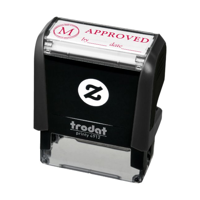 APPROVED By Name Date Monogram Black Red Ink Self-inking Stamp (Product)