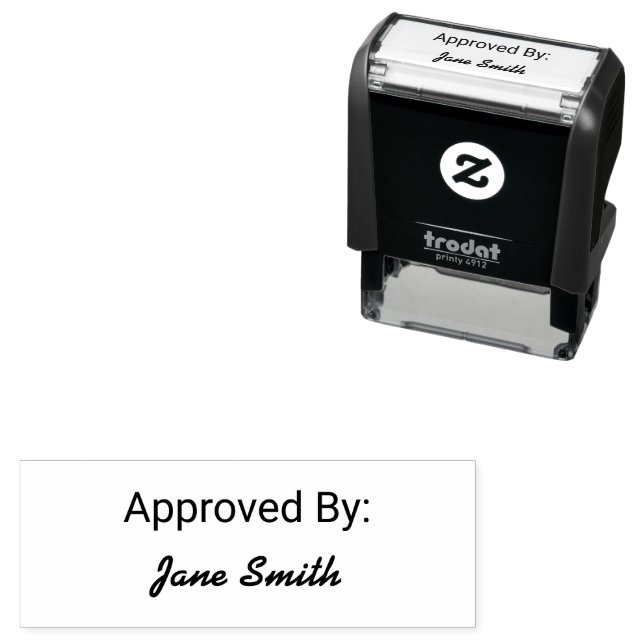 Approved By & Script Cursive Signature Name Self-inking Stamp (In Situ)