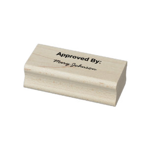 Approved By & Script Text Cursive Signature Name Rubber Stamp