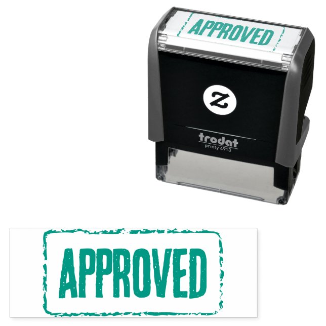 Approved green ink Self-inking rubber office stamp (In Situ)