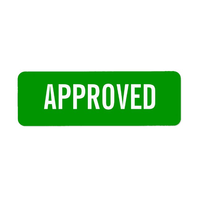 APPROVED label Return Address Label (Front)