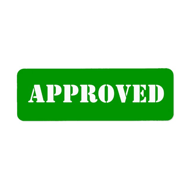 APPROVED label Return Address Label (Front)
