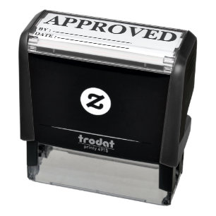 Approved w/by Date Line Self-Inking Office Rubber Stamp
