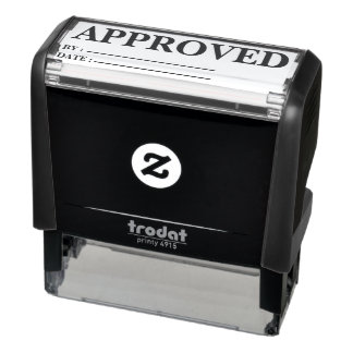 Approved w/by Date Line Self-Inking Office Rubber Stamp
