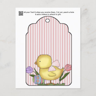appx 4x5 Chick Baby Shower Gift or Favor Bag Tag Flyer