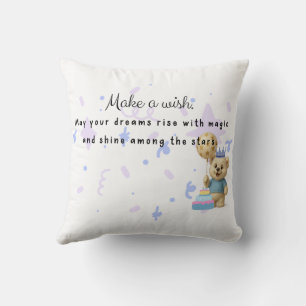 appy Birthday Bear Trio Throw Pillow 16x16