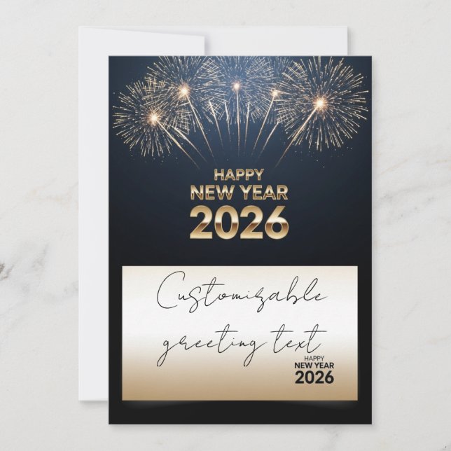 appy New Year 2026 Greeting Card – Golden Firework
